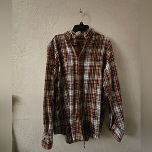 St. John's Bay Men's Casual Plaid Shirt - Brown and White
